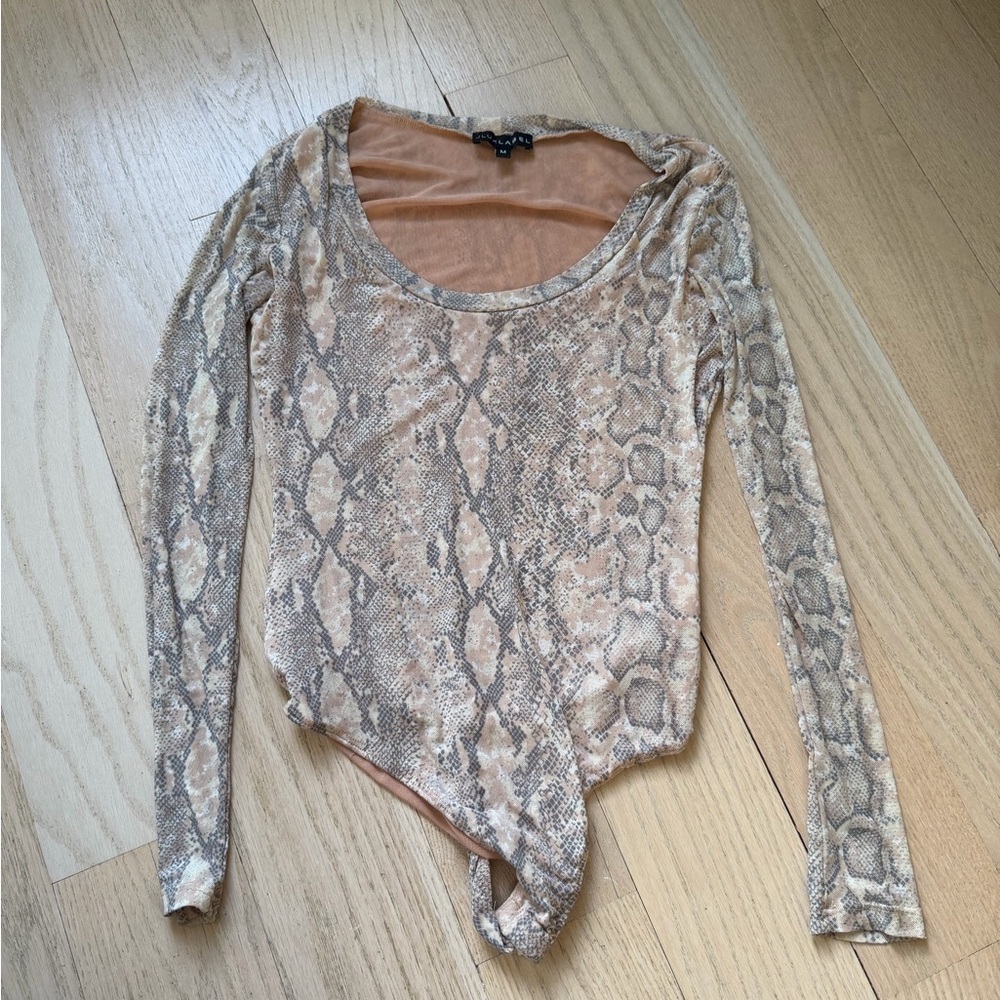 JLUXLABEL Beige Snakeskin Bodysuit